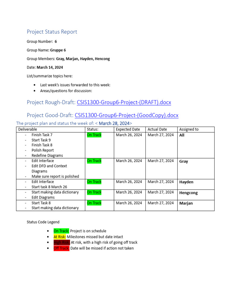 Group 6-March28thStatusReport | PDF