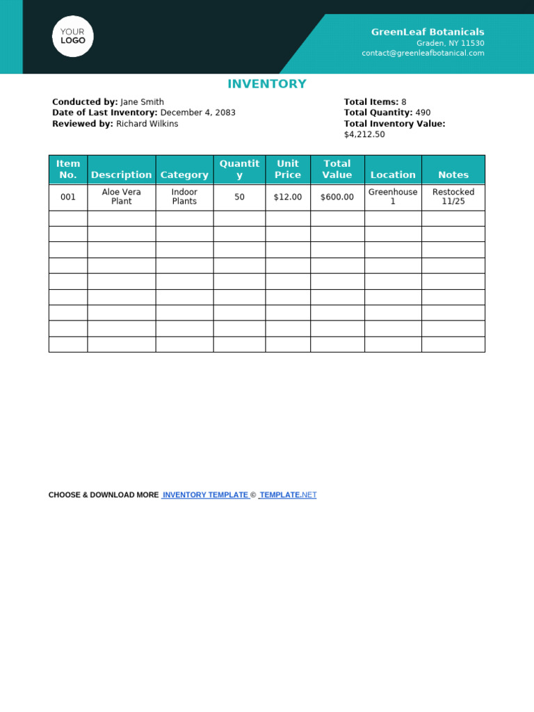 Inventory Word Template | PDF