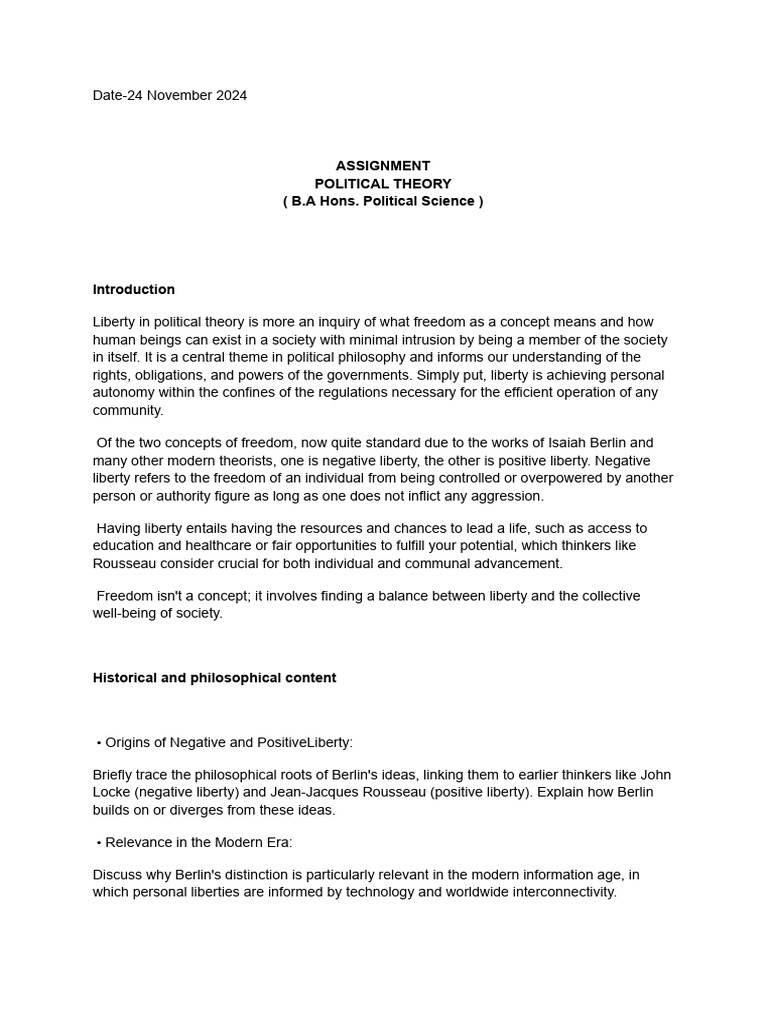 Understanding Liberty in Political Theory | PDF | Privacy | Liberty
