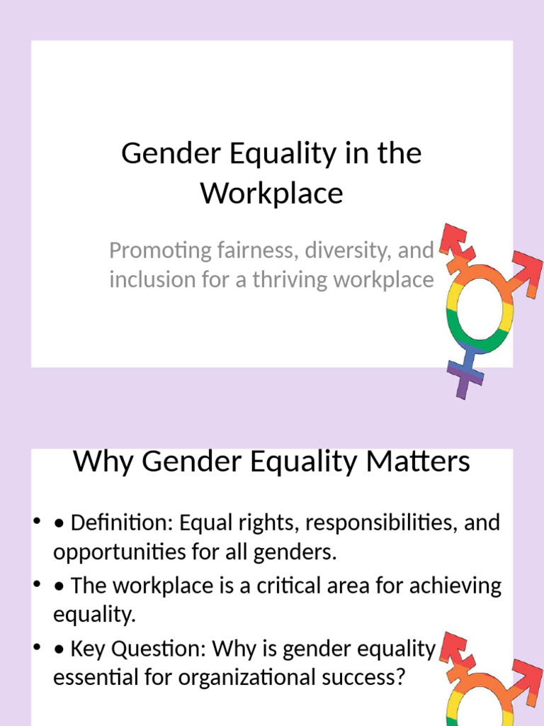 Gender Equality In The Workplace Pdf Gender Equality Gender Studies