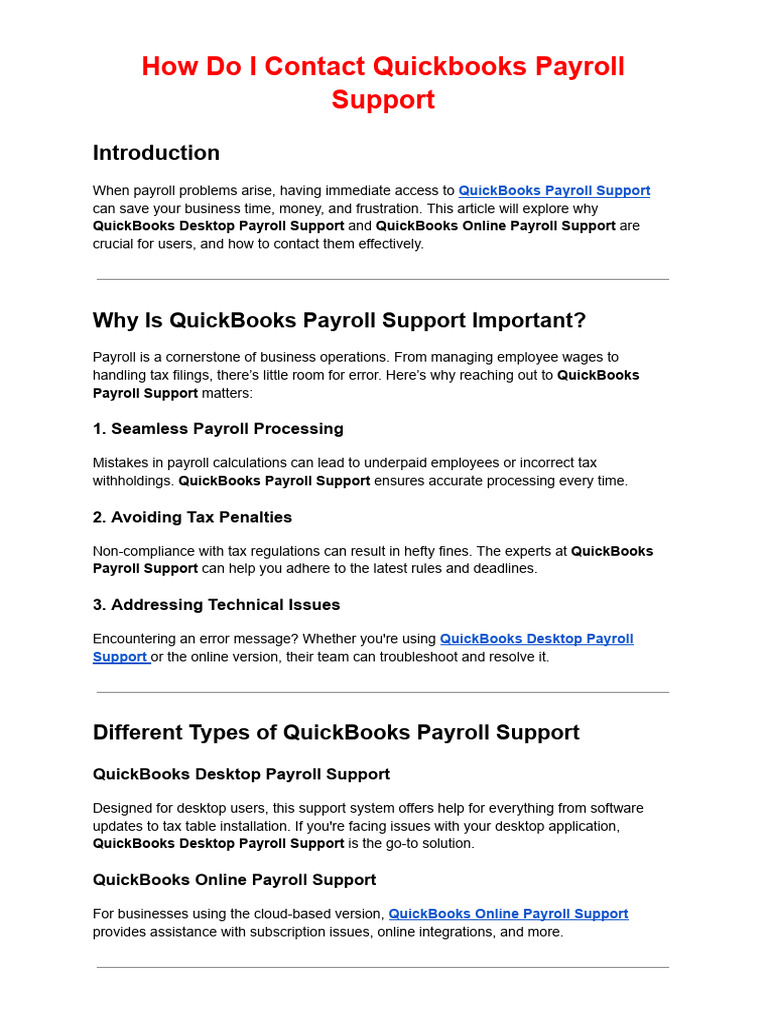 How Do I Contact Quickbooks Payroll Support | PDF | Quick Books | Payroll