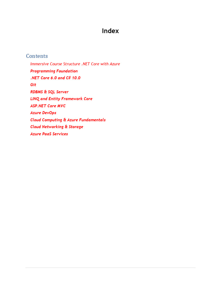 Net Core With Azure - 40 Days - Curriculum - 2024 | PDF | Class ...