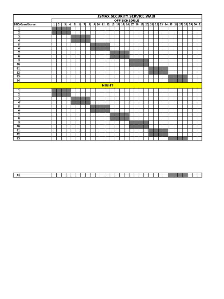 Security Guard Off Schedule | PDF