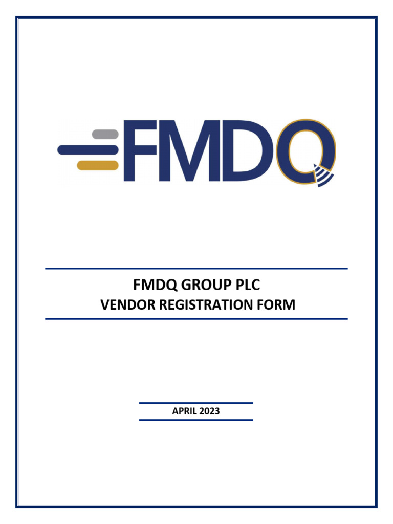 FMDQ Group Vendor Registration Form | PDF | Bankruptcy | Liquidation