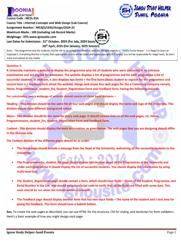 MCSL 016 2024 25 | PDF