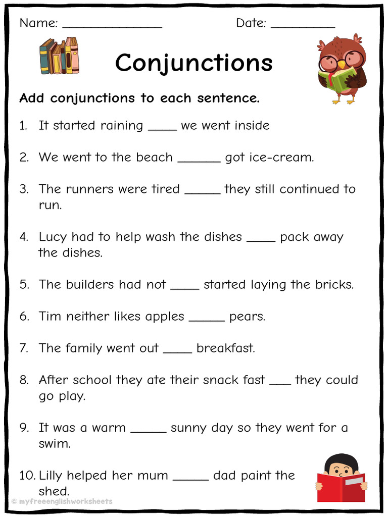 Conjunctions-Worksheet-1-Add-Conjunctions | PDF