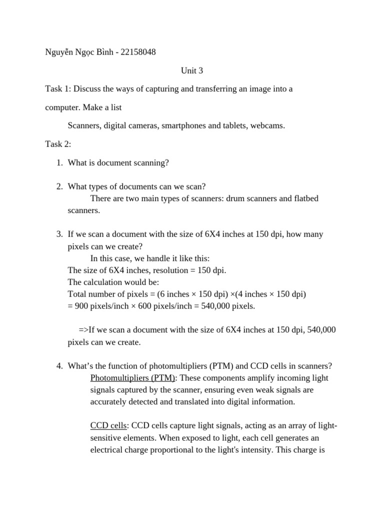 Unit 3aa | PDF | Image Scanner | Charge Coupled Device