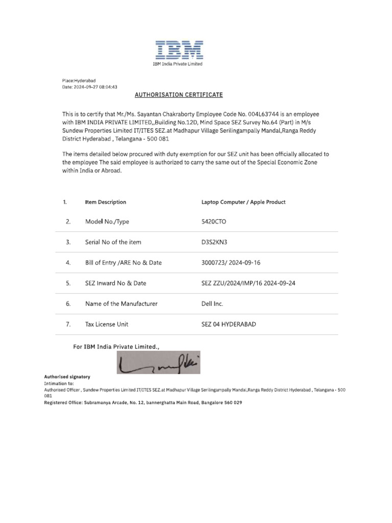 Device Authorisation Letter | PDF