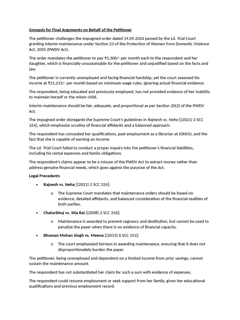 Challenge to Interim Maintenance Order | PDF | Justice | Crime & Violence