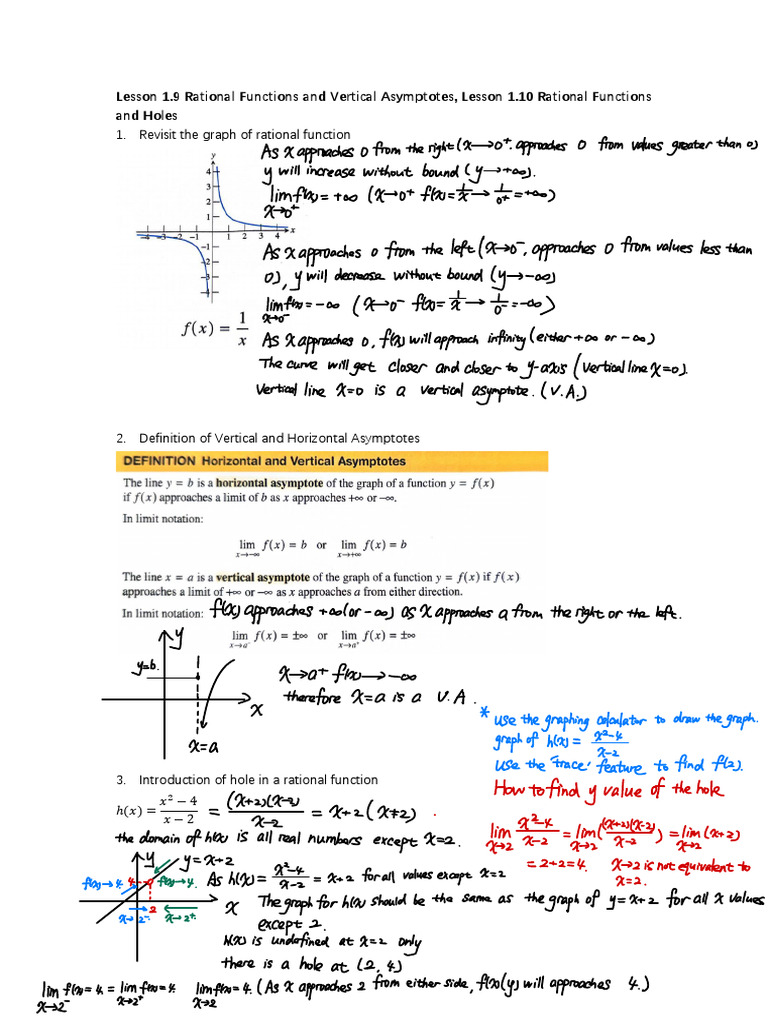 Lesson 1 8 rational functions and zeros part 2 lesson 1 9 rational