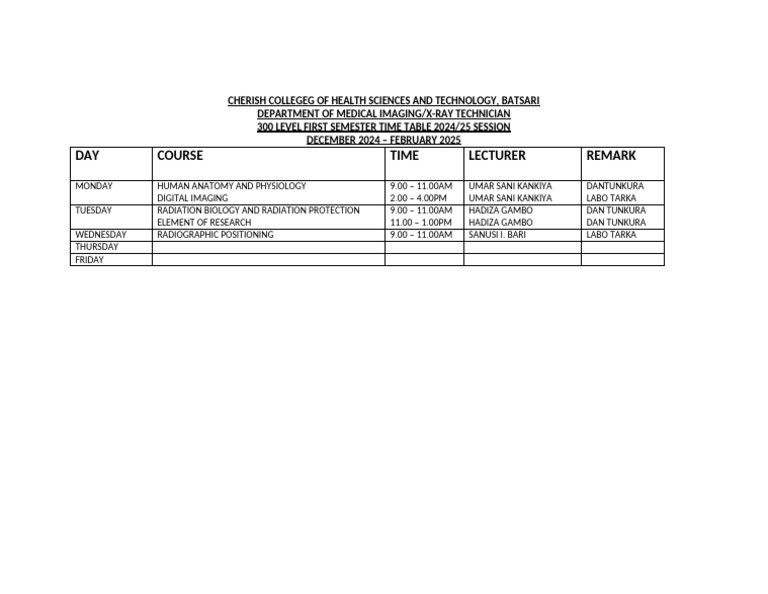 300 Level First Semester Dec Feb 2024 2025 | PDF