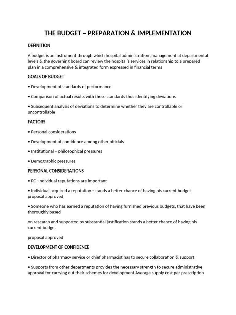 Hospital Budget Preparation Guide | PDF | Pharmacy | Pharmacist