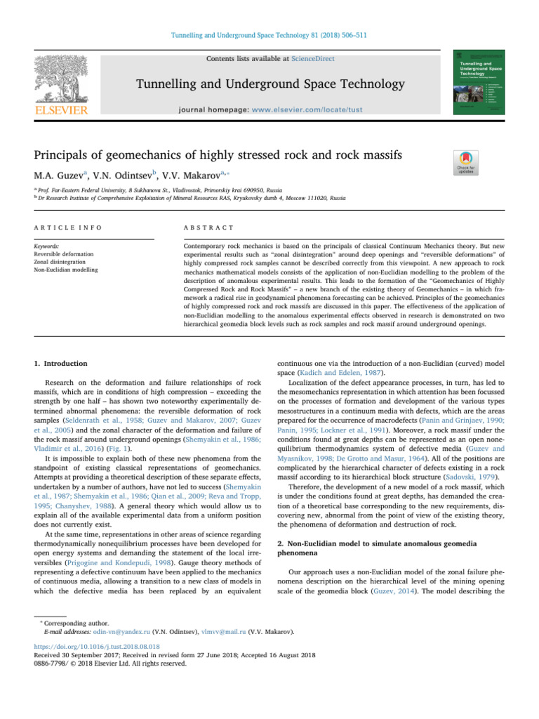 Geomechanics of Highly Compressed Rock | PDF | Mechanics | Applied And ...