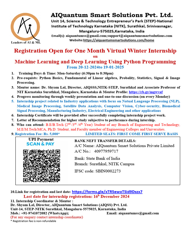 Winter Internship in Machine Learning | PDF | Computing | Applied ...