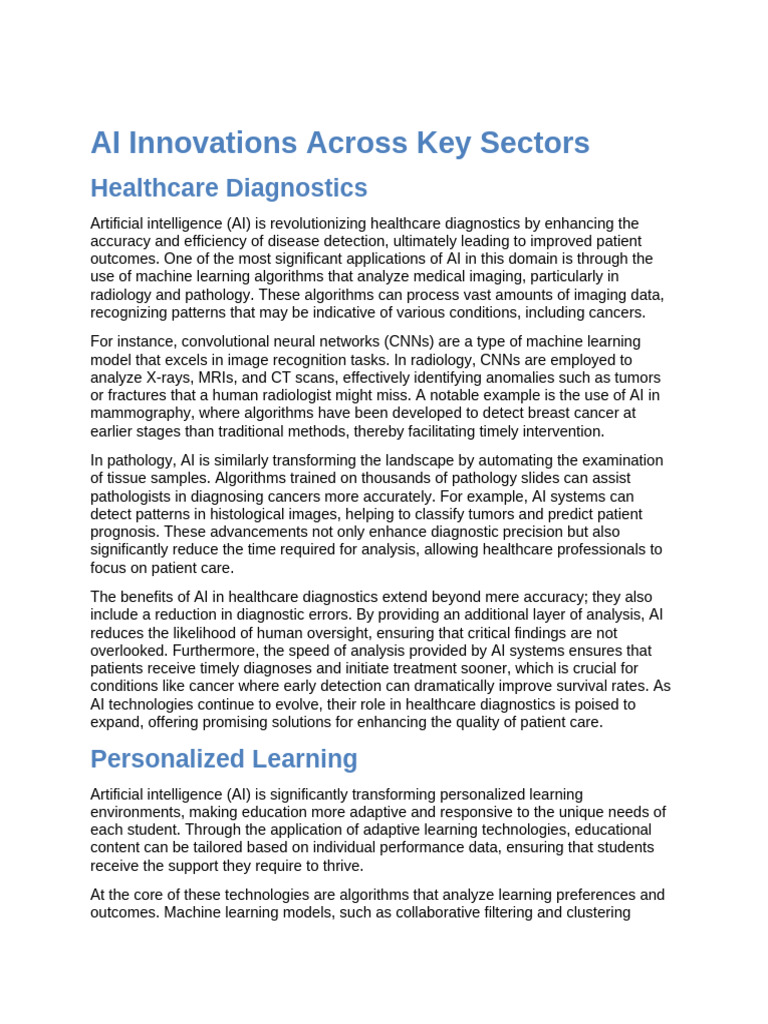 AI Innovations Across Key Sectors | PDF | Artificial Intelligence ...
