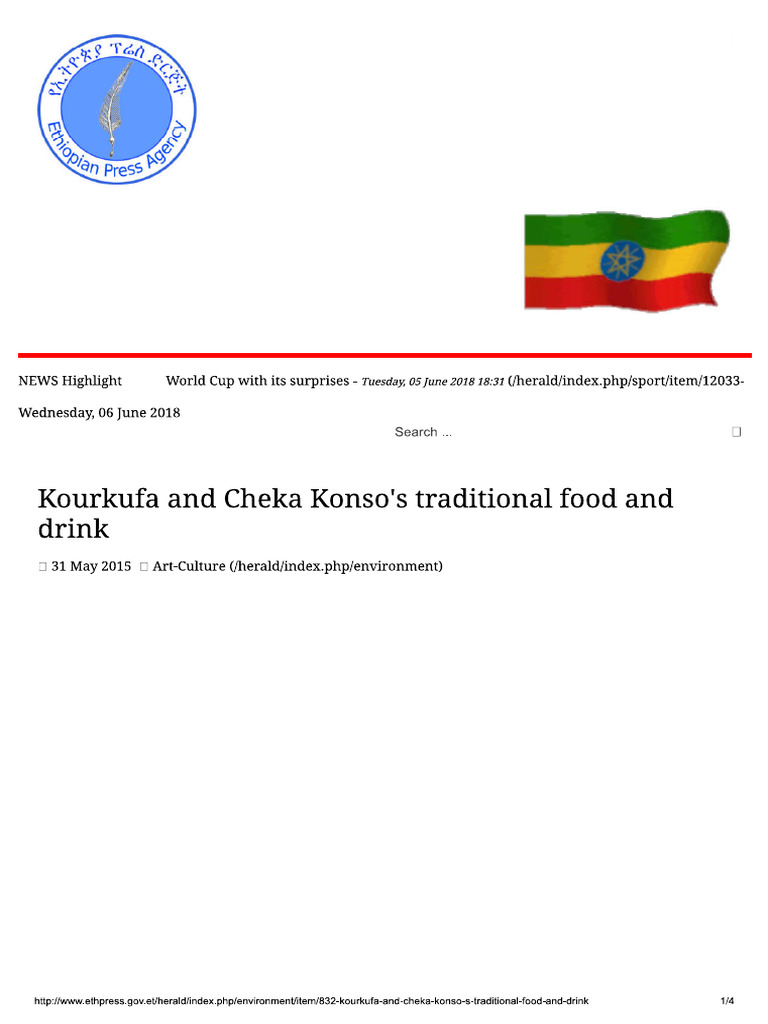 Kourkufa and Cheka Konso's Traditional Food and Drink | PDF