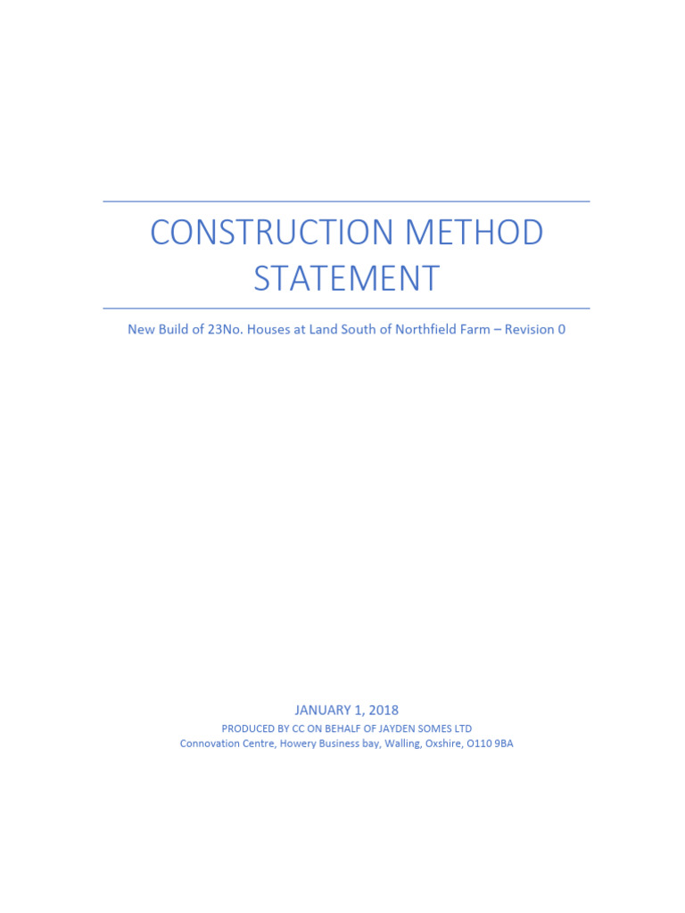 Construction Method Statement for 23 Houses | PDF | Fires | Fire Safety