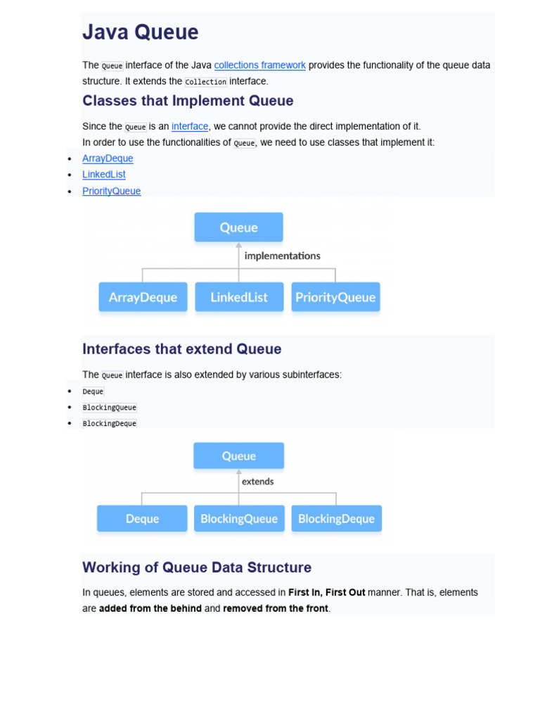 CRT Lecture 47, 48, 49 Java Queue | PDF | Queue (Abstract Data Type ...