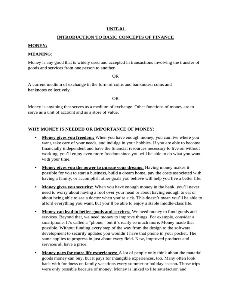 Feia Unit-01 Basic Concepts of Finance | PDF | Investing | Taxes