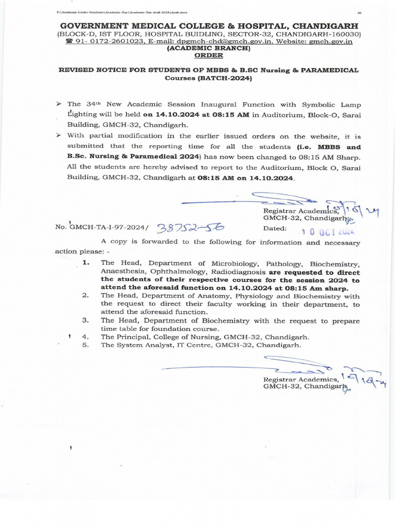 10.10.2024 Revise Notice For Students 34th New Academic Session ...