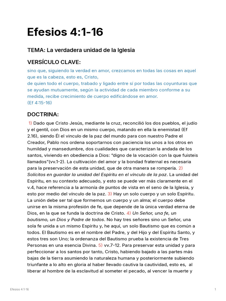 Unidad y Crecimiento en la Iglesia | PDF | Cristo (título) | Iglesia ...