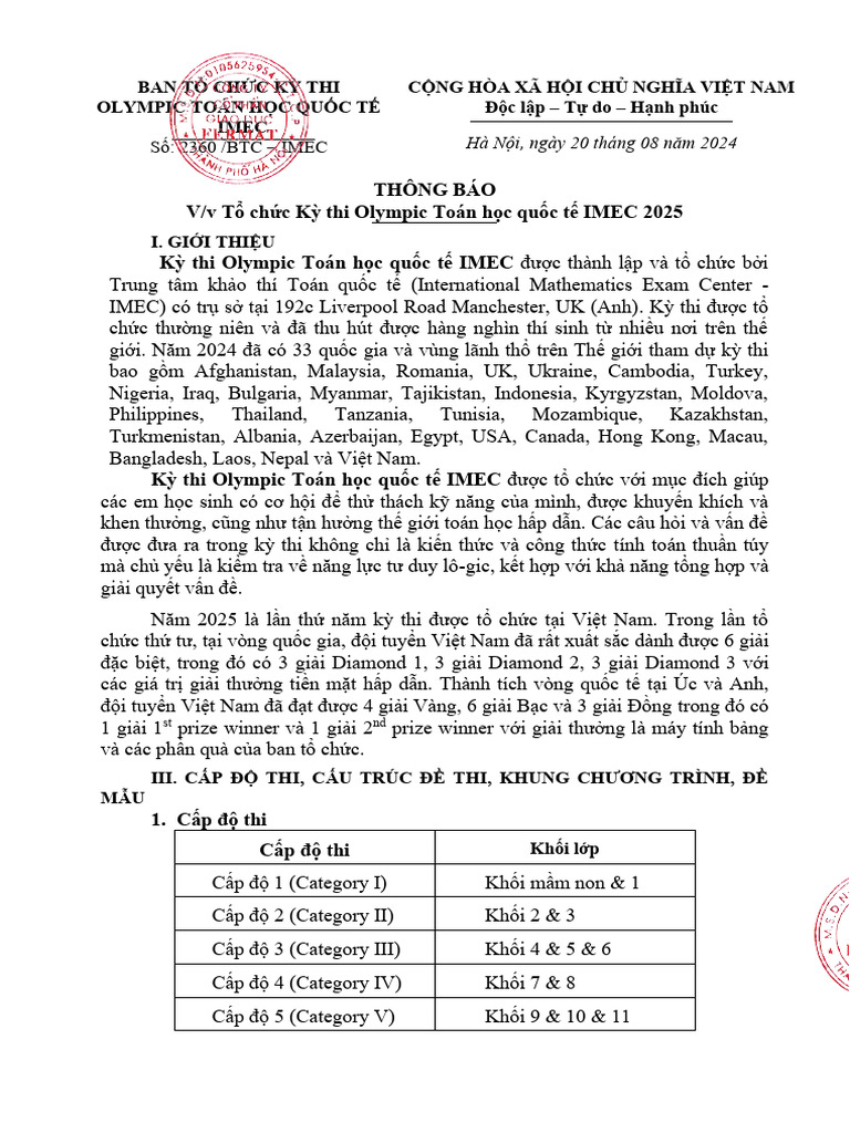 IMEC2025. Thông Tin K Thi (File PDF | PDF