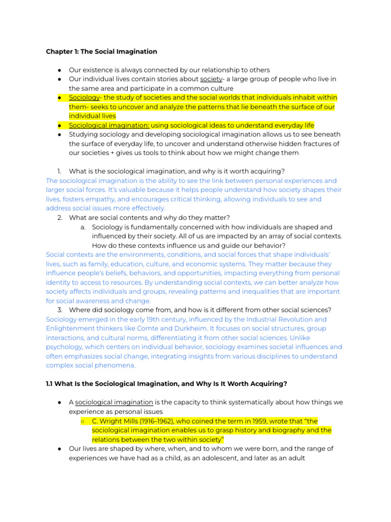 Soc Chapter Notes Midterm 1 | PDF | Sociology | Hypothesis