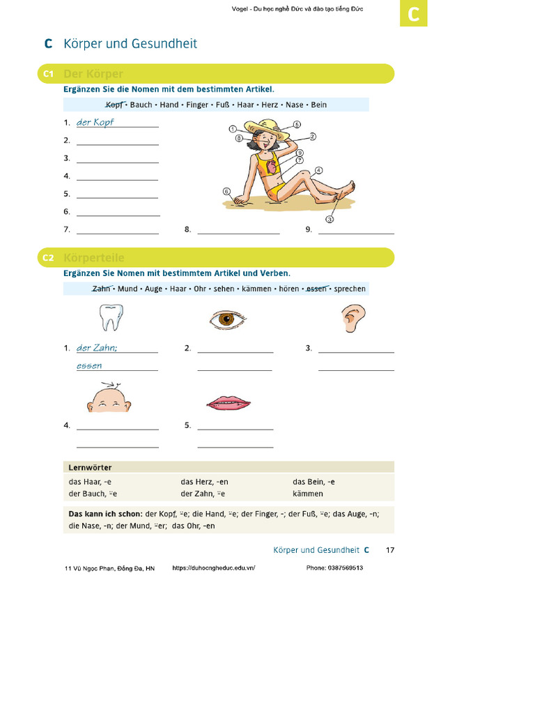 Körper und Krankheiten A2 | PDF