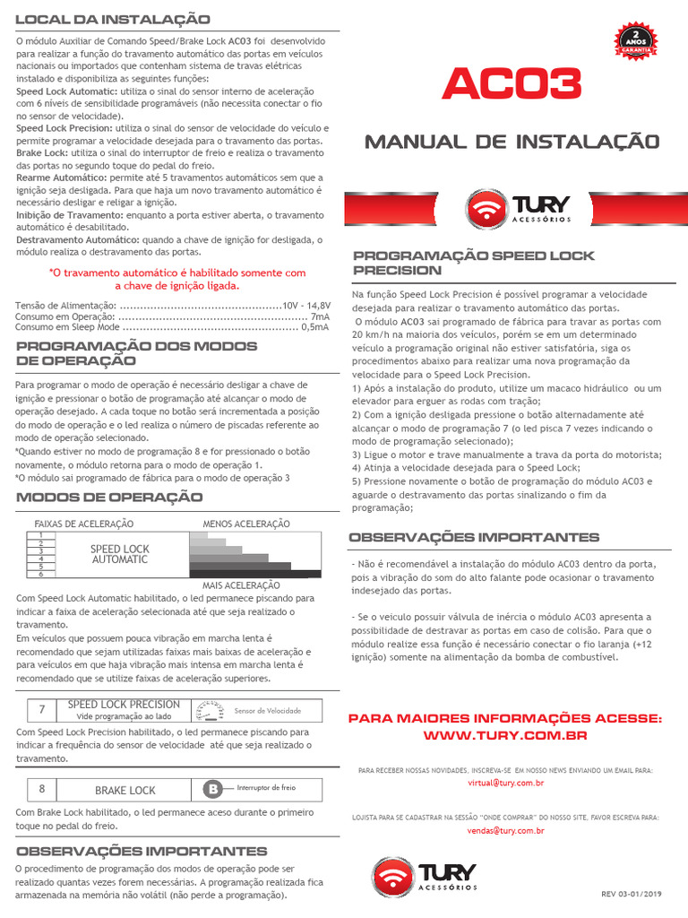 Programação do Módulo AC03 de Travamento | PDF | Armazenamento de dados ...