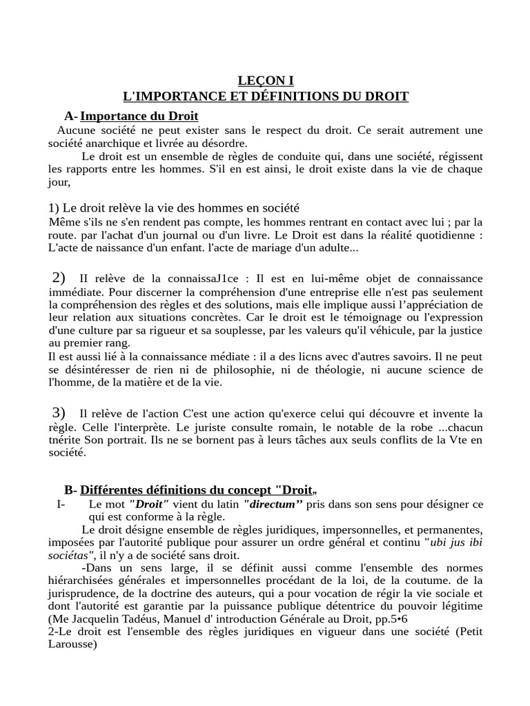 Importance et définitions du droit | PDF | Loi | Loi criminelle