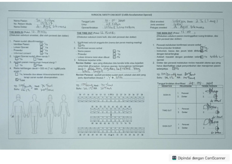 Form Surgical Safety Cheklist | PDF