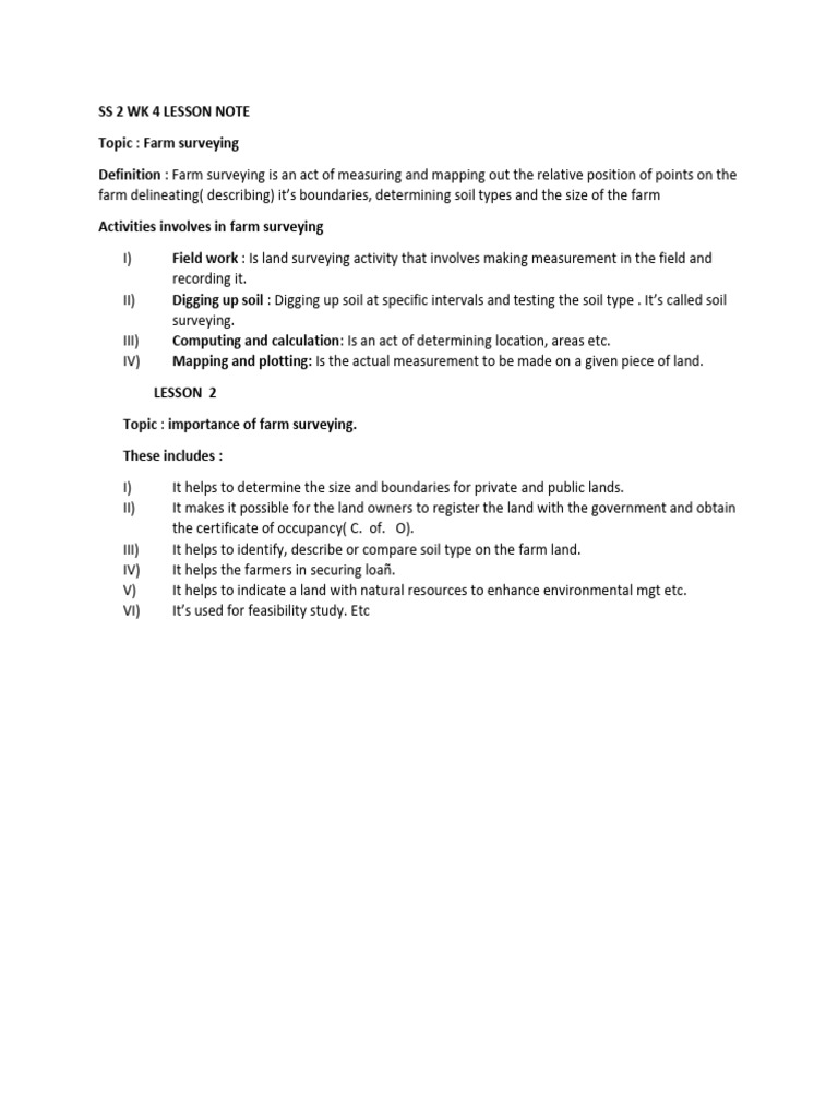 Ss 2 WK 4 Lesson Note | PDF