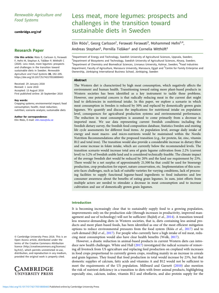 Less Meat More Legumes Prospects and Challenges in The Transition ...