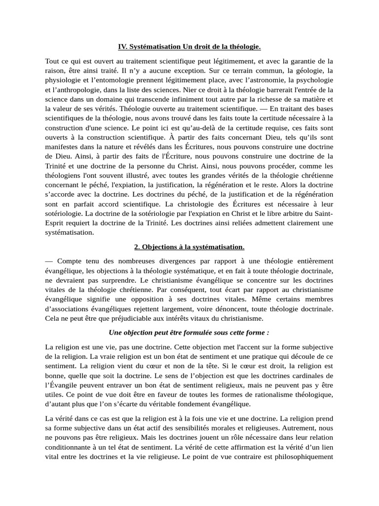 Systématisation de la théologie chrétienne | PDF | Calvinisme | Dieu