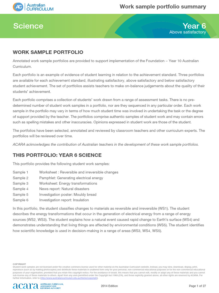 Year 6 Science Portfolio Above | PDF | Science | Sampling (Statistics)