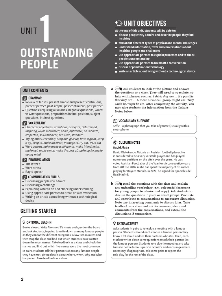 Inspiring People and Challenges Unit | PDF | Grammatical Tense | Grammar