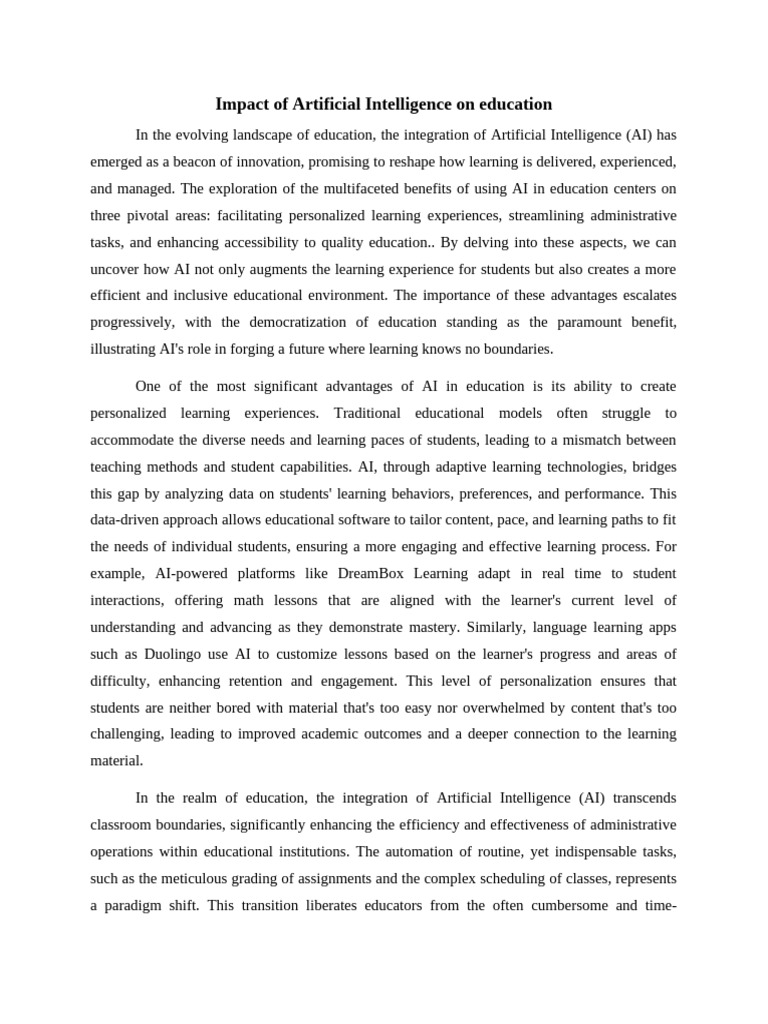 AI's Transformative Role in Education | PDF | Artificial Intelligence ...