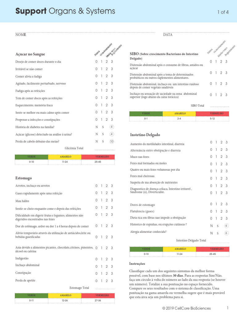 Cellcore Functional Assessment Form | PDF | Digestão | Prisão de ventre