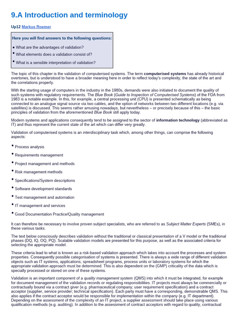 Computerised Systems Validation Guide | PDF | Verification And ...