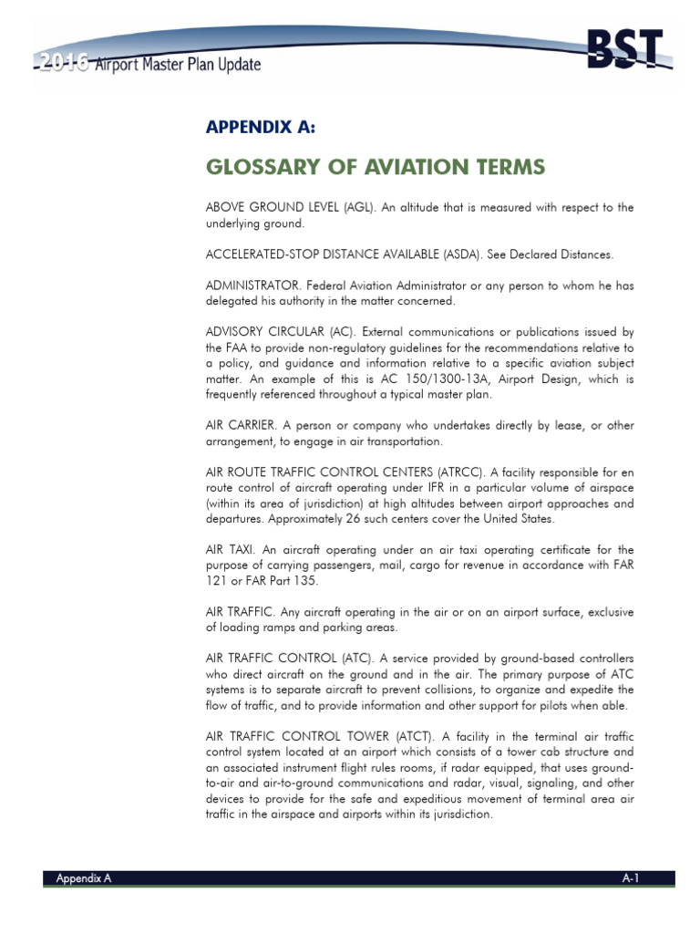 Aviation Glossary Appendix | PDF | Airport | Air Traffic Control