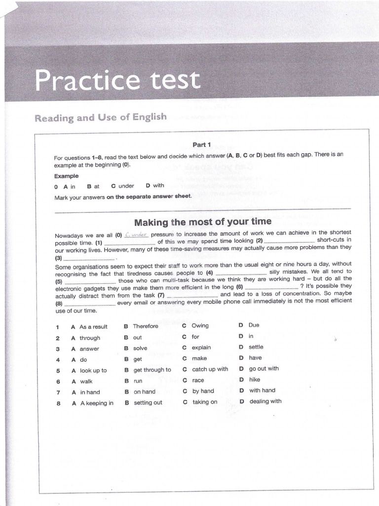 GOLD FIRST B2 PRACTICE TEST | PDF