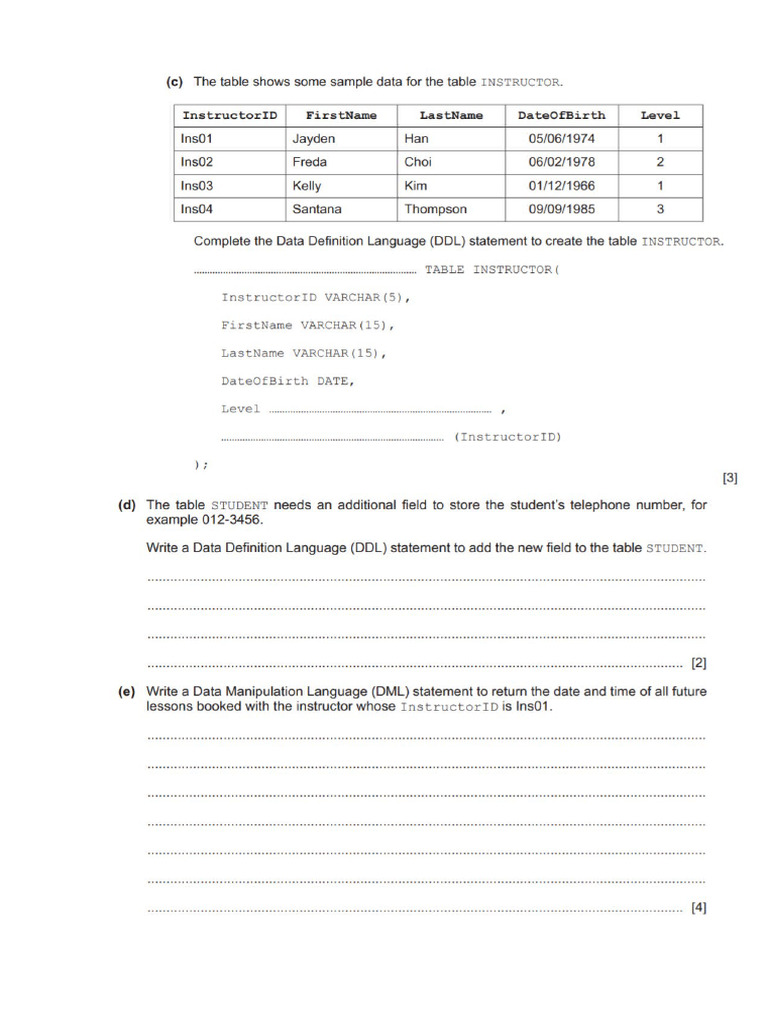 SQL Exam Questions | PDF