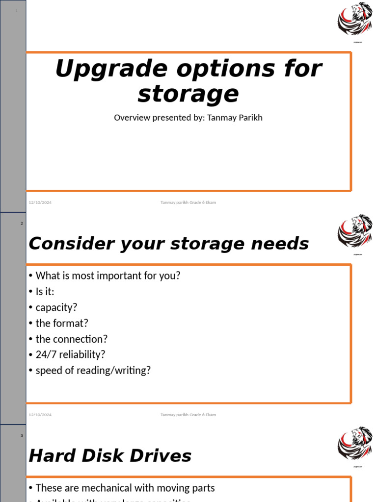 Storage Upgrade Options Explained | PDF