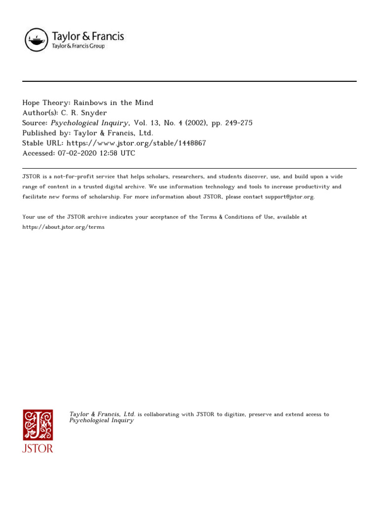Hope Synder Paper | PDF | Hope | Thought