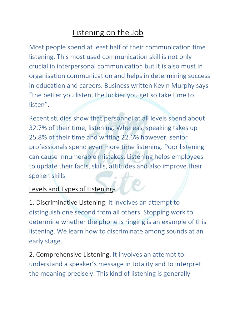 Effective Listening Skills Guide | PDF | Body Language | Communication