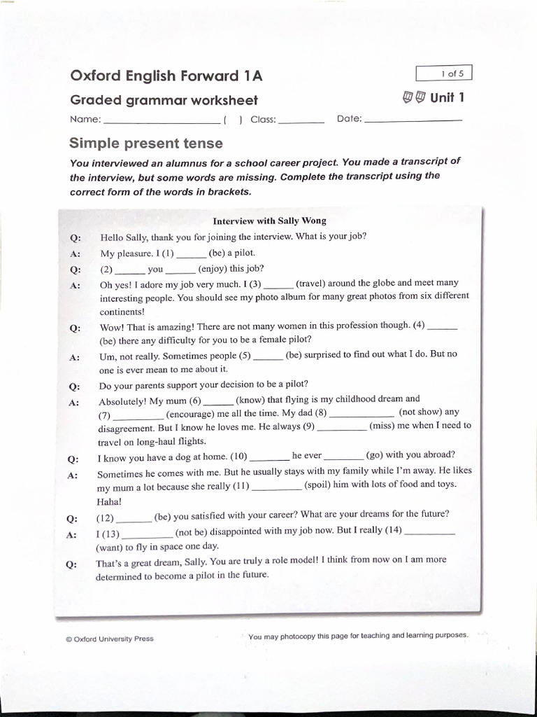 CHING YIN WONG - Notes: Module One Grammar Review | PDF