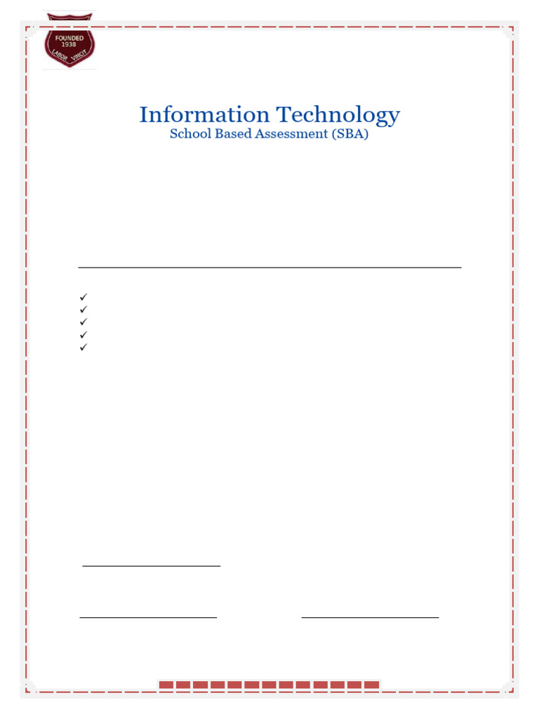 Ferncourt High School SBA Overview | PDF | Computing
