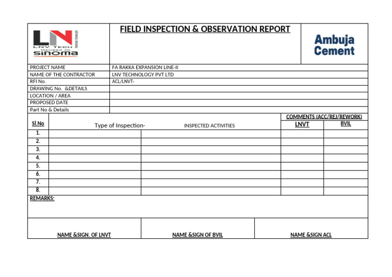 Construction Project Inspection Report | PDF