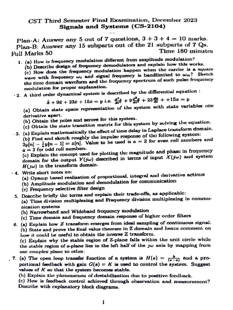 Signal And System Pdf Modulation Telecommunications Engineering