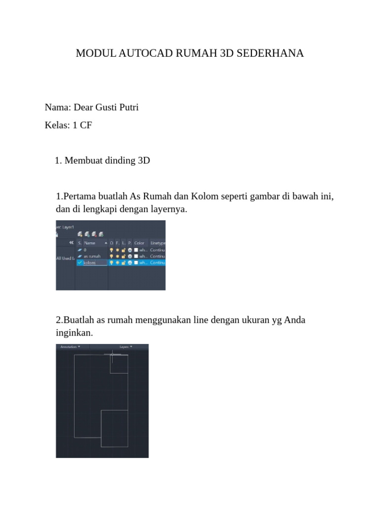 Panduan Autocad 3D Rumah Sederhana | PDF